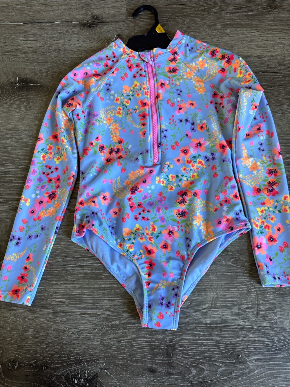 wonder nation Light Blue Floral Long-Sleeve Rash Guard Swimsuit